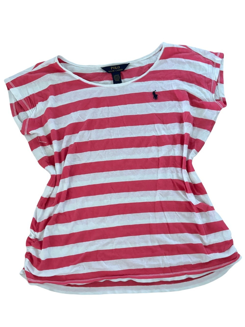 Polo by Ralph Lauren Pink and White Striped Short Sleeve Tee
